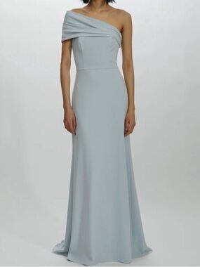 Amsale GB217P Strapless Draped Crepe Gown New Ice Size 20